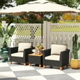 thumbnail image 6 of Costway 3PCS Outdoor Patio Rattan Furniture Set Wooden Table Top Cushioned Sofa White Cushion, 6 of 9