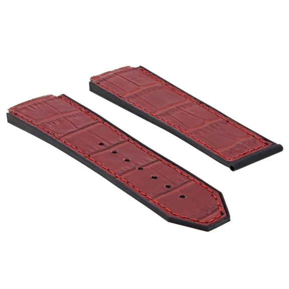 25MM ALLIGATOR LEATHER RUBBER BAND STRAP FOR HUBLOT FUSION H BIG BANG WATCH RED