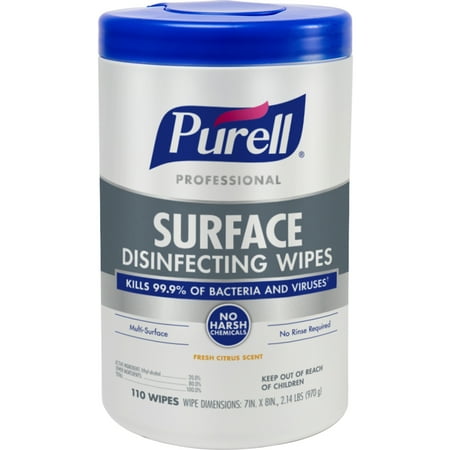 PURELL 9342-06 Professional Surface Disinfecting Wipes 110 Wipes/Canister