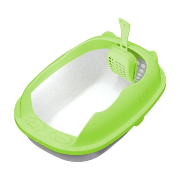 Semi-Enclosed Splash-Proof Cat Litter Box with Scoop, Low-Entry for Kittens, Spacious Interior, Easy-Clean, Eco-Friendly Material, Non-Slip Base