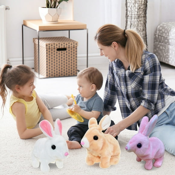 Sentmoon Girls Dance Recital Gifts Simulated Pet White Can Jump And Call Children To Play House Pet Toys Soft Doll Soft Edges for Safety