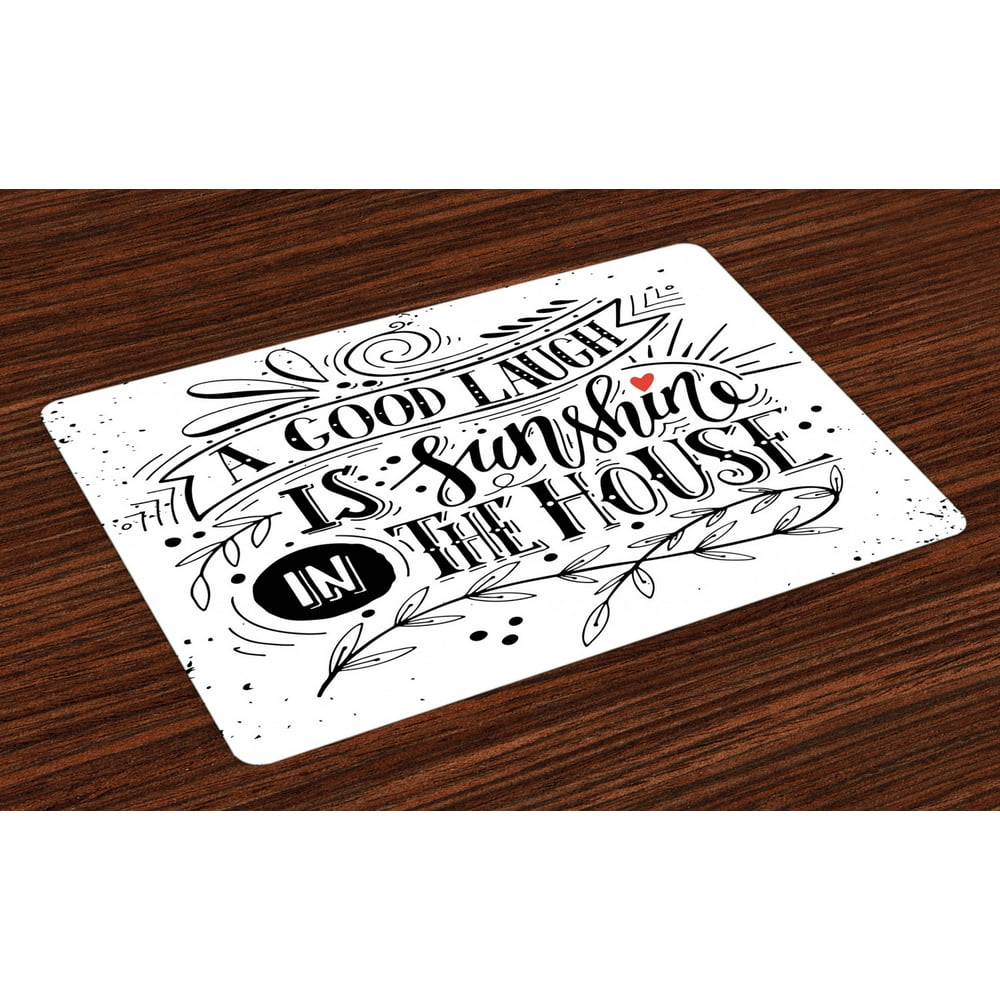 Vintage Placemats Set of 4 Inspirational Happy Quote with Grunge