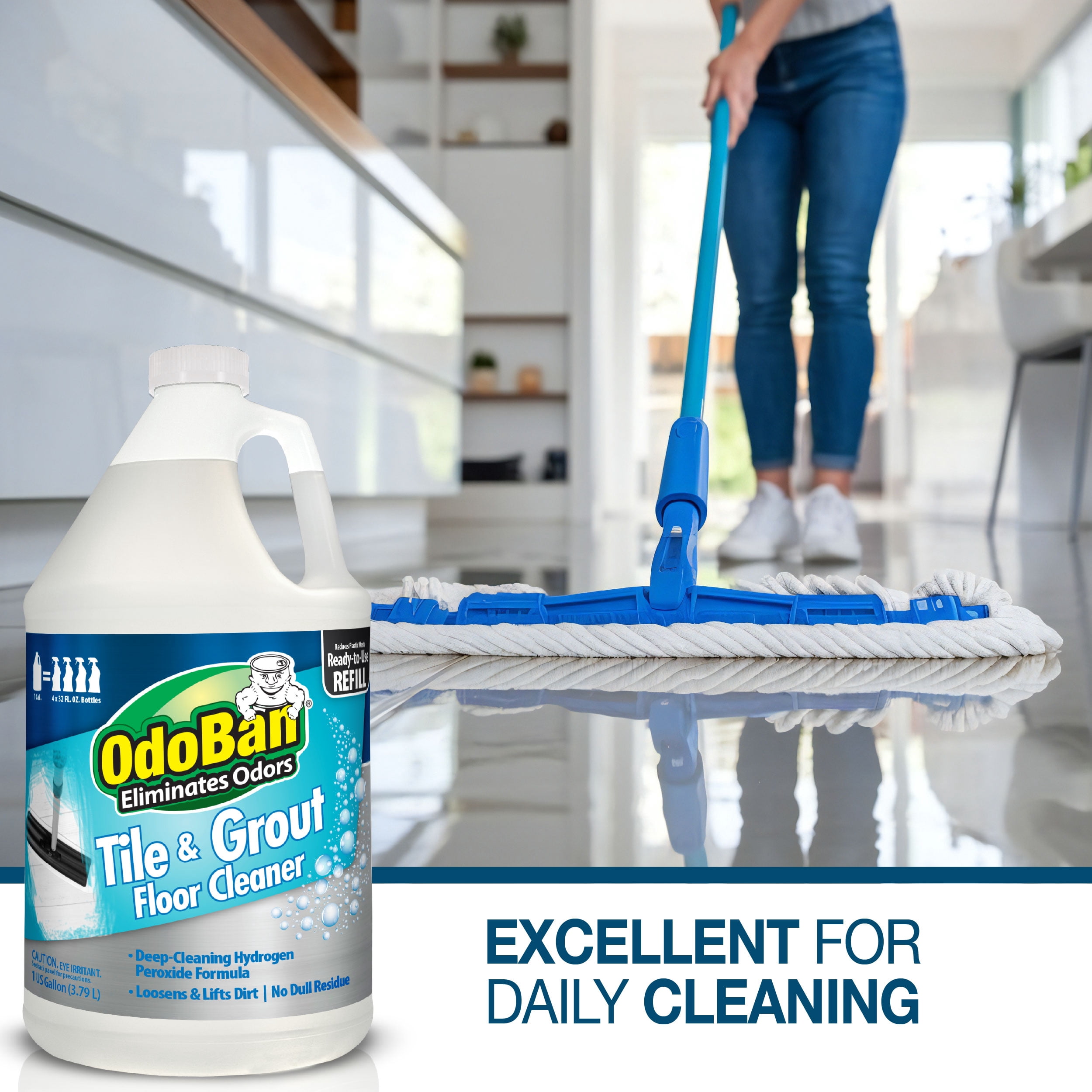 OdoBan Ready-to-Use Tile & Grout Floor Cleaner Refill, 4 Gallons