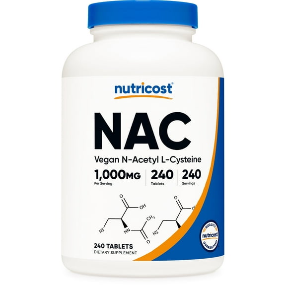 Nutricost N-Acetyl L-Cysteine (NAC) 1000 mg, 240 Vegan Tablets - GMO Free, Gluten Free, Vegetarian Supplement