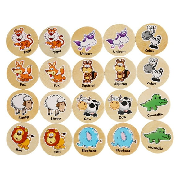 CNKOO Wooden Match Memory Game For Kids 20pc Memory Matching Cards Educational Memory Matching Game For Pre-Kindergarten Early Learning Development