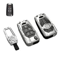 Key Cover Case, Metal Key Fob Case Protector Shell Compatible with Chevy Chevrolet Camaro Cruze Equinox Malibu Trailblazer Impala Sonic Buick Cascada Encore(5 Buttons