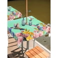 thumbnail image 2 of Outdoor Tablecloth with Umbrella Hole for Patio/Picnic/Party/Camping, Teal Green Hummingbirds Waterproof Table Cloth Square Cover Washable, Spring Watercolor Flowers Plant (54"x 54"), 2 of 8