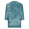 thumbnail image 4 of Jewelreauty Women Plus Size Tunic Tops Elbow Length Criss Cross Floral T-Shirts Summer Casual Tee, 4 of 5