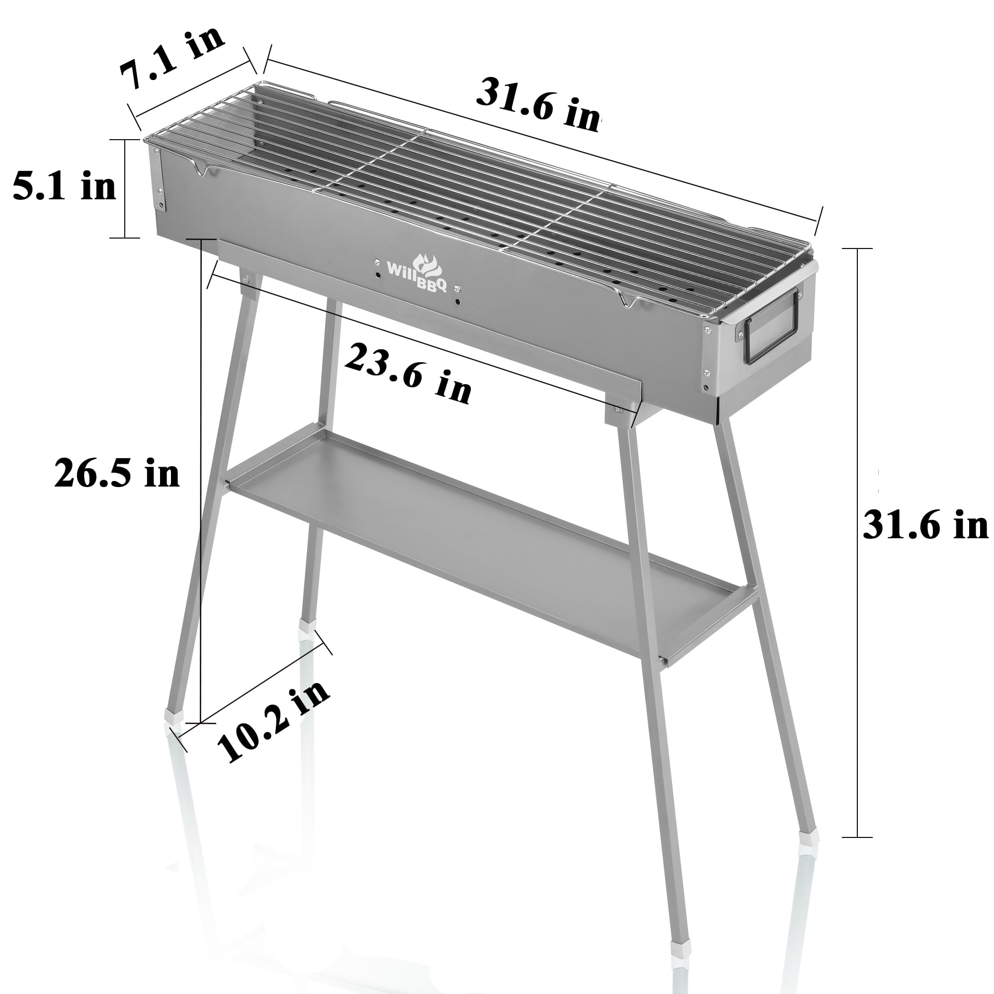 WILLBBQ Charcoal Grills Commercial Quality Portable Hibachi BBQ Lamb Skewer Folded Camping Barbecue Grill for Backyard Outdoor Cooking Use(31.6x7.1x5.1 inch) - The Perfect Gifts for Grill Lovers
