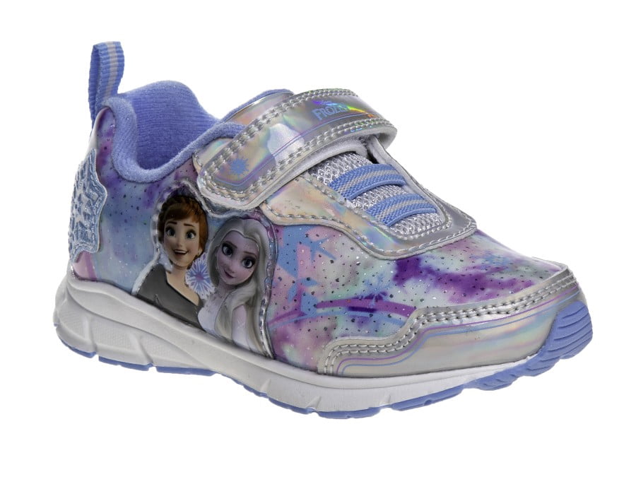 Disney Toddler Girls Frozen Light Up Sneakers - Silver/Blue, 10
