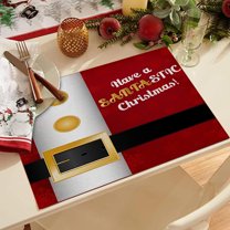 LHWEN Red Christmas Placemats 32x21 cm Seasonal Snowflakes Holiday Washable Table Mats Polyester Linen Wrinkle-Proof Dining Table Colorful Winter Decor Perfect for Daily Use Parties and Receptions