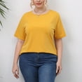 thumbnail image 2 of IROINNID Plus Size Tops For Women Summer Going Out Loose Casual Short Sleeve Round Neck Top Under 10$, 2 of 9