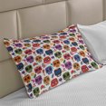 thumbnail image 2 of Day of the Dead Knitted Quilt Pillowcover, Art Wooden Scary Cartoon Funny Details Print, Standard King Size Pillow Cover for Bedroom, 30" x 20", Multicolor, by Ambesonne, 2 of 2