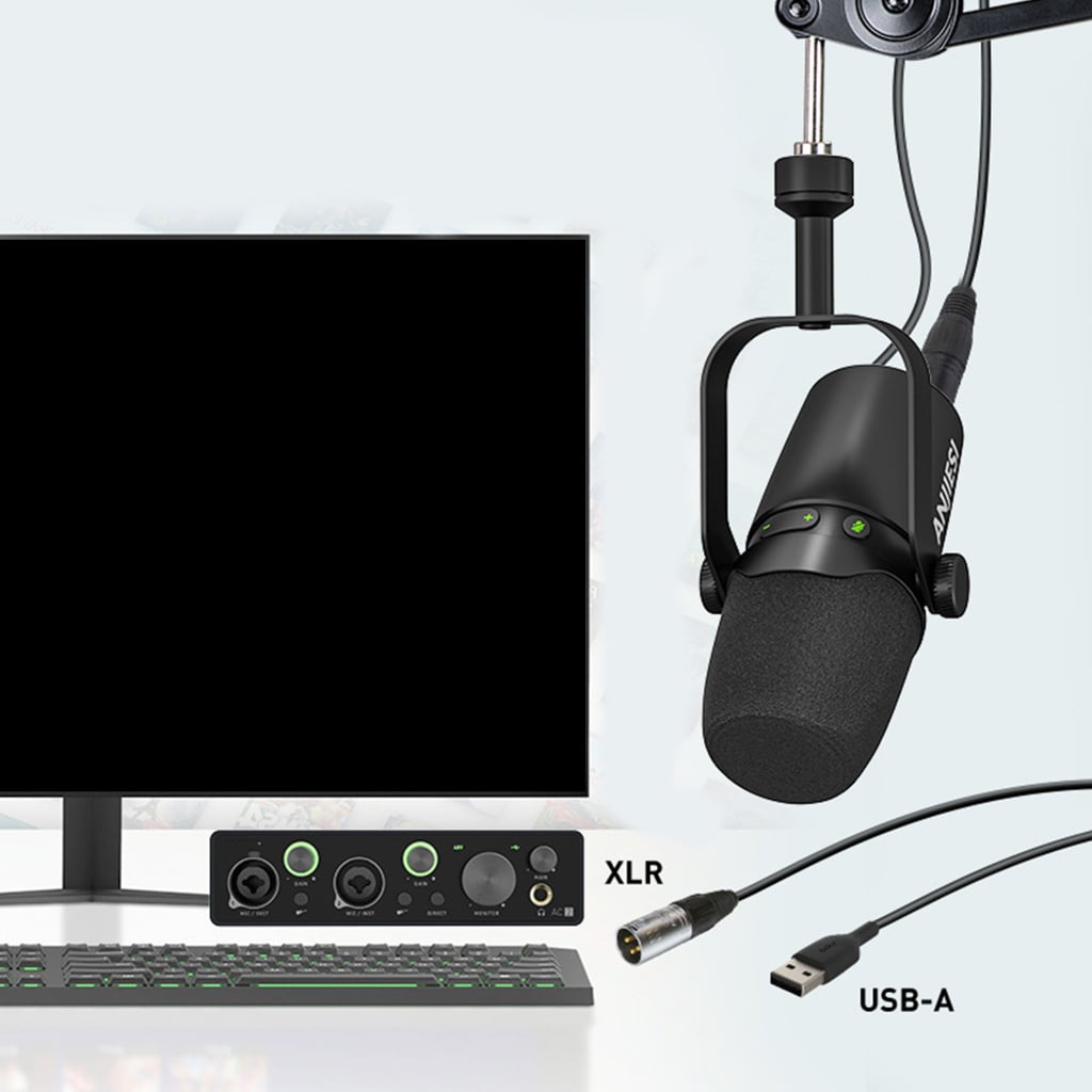 BQBQERT Omnidirectional USB Microphone 3Pin Dynamic Mic for and Streaming Online Meeting with Real Time
