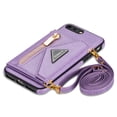 thumbnail image 4 of Dteck Card Holder Wallet Zipper Back Case for Apple iPhone 7 Plus 5.5-inch,iPhone 8 Plus Shockproof Rubber Silicone Leather Card Pocket Hybrid Kickstand Cover with Cross Body Shoulder Strap,Purple, 4 of 8