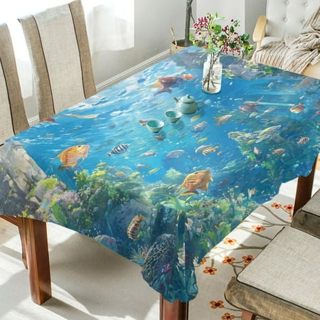 

WOBOGO Undersea World Square Tablecloth 54×54in Polyester Fabric Tablecloth Washable Dust Resistant Wrinkle Resistant