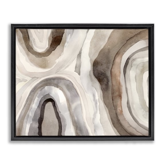 Stupell Industries Contemporary Soft Geode Pattern Black Floating Frame Canvas Art, 21 x 17, by Victoria Barnes