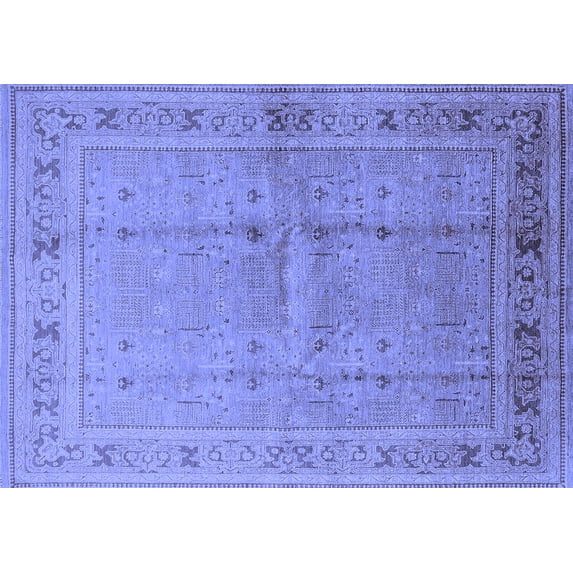 Ahgly Company Indoor Rectangle Oriental Blue Industrial Area Rugs, 7' x 9'