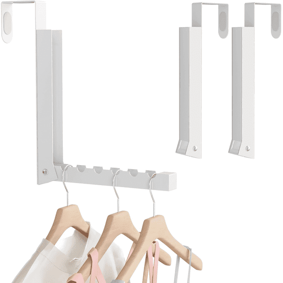 Bakon Folding Metal Indoor Laundry Room Over-the-Door Clothes Drying Rack, White, 2 Count, 2 Pack