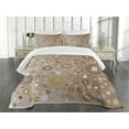 thumbnail image 3 of Ambesonne Tan Quilted Bedspread Set 3 Pcs, Bubble Like Circles Dots, King Size, Tan Pale Purple Cream, 3 of 5