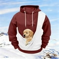 thumbnail image 5 of HOWPAY Unisex Men's Pouch Hoodie with Pet Pocket Animal Holder Fuzzy Fleece Long Sleeve Pullover Sweatshirt Kangaroo Casual Warm Hooded Tops for Dog Cat Wine S, 5 of 5