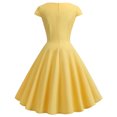 thumbnail image 3 of Women Hepburn Vintage 1950s Retro Style Swing Dresses V-neck Short Sleeve High Waist, 3 of 7