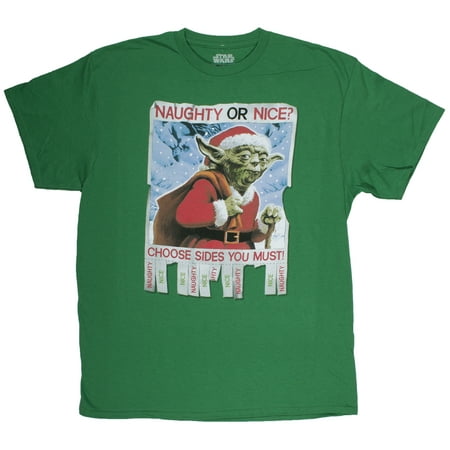 Men's Disney Star Wars Yoda w/ Santa Hat Naughty Or Nice Decide You Must T-Shirt