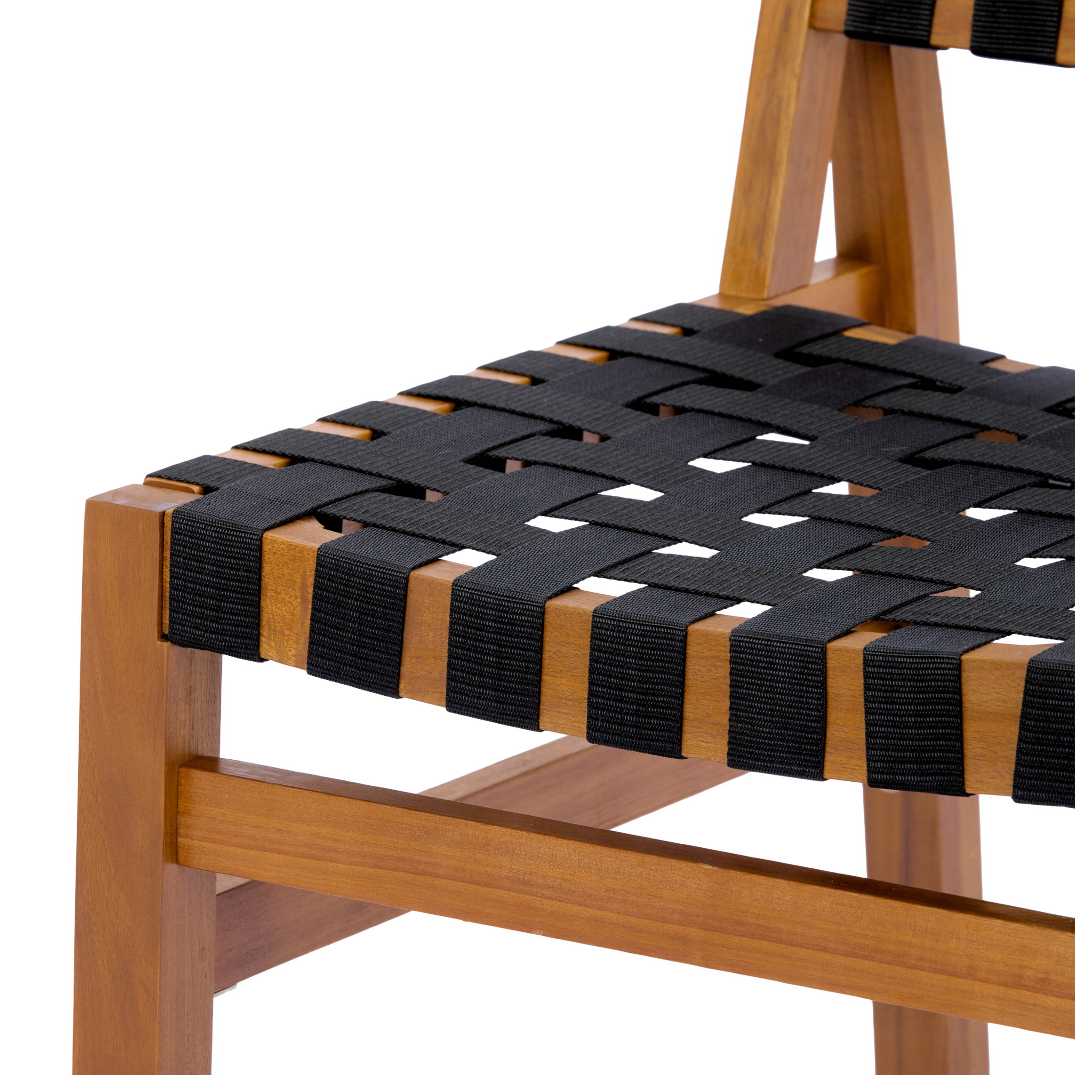 Christopher Knight Home Acacia Wood Outdoor Dining Chair with Woven Rope, Teak+Black, Set of 2