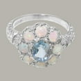 thumbnail image 5 of LBG British Made 18k White Gold Natural Aquamarine & Opal Womens Statement Ring - 33 size options - Size 5, 5 of 8