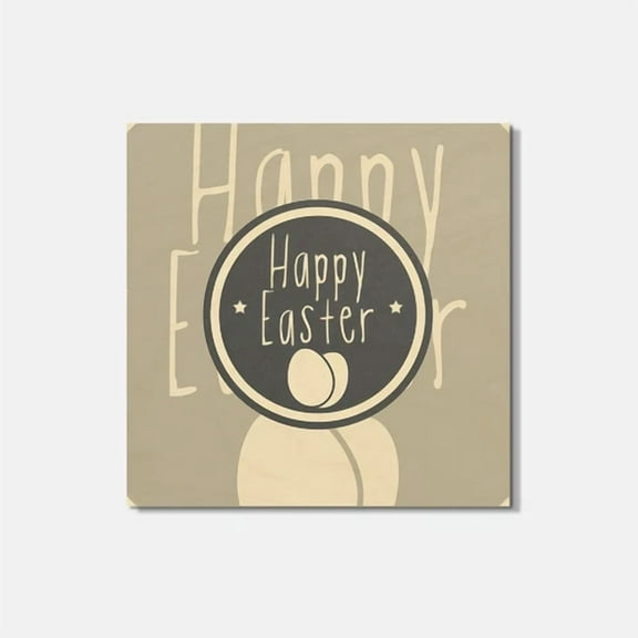 Happy Easter Eggs 4'' X 4'' Square Wooden Coaster
