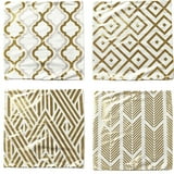 Efavormart Set Of 4 | 18" White/Gold Foil Geometric Print Throw Pillow ...