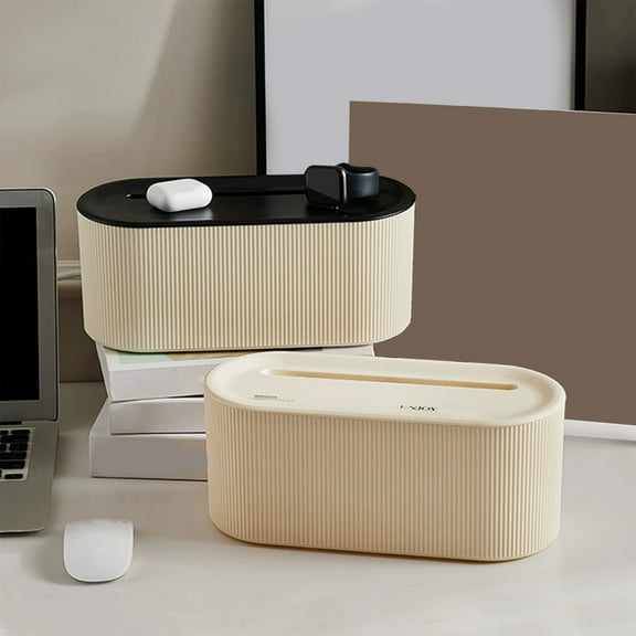 Kcavykas Charging Cable Organizer Box with Lid, Desktop Power Cord Storage Box for USB, Cell Phone and Charger Wires