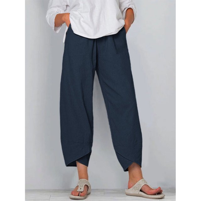 Pantalones de mujer, pantalones de mujer de nueve puntos, pantalones holgados de nueve puntos, pantalones de nueve puntos con bolsillos, estándares líderes en la industria