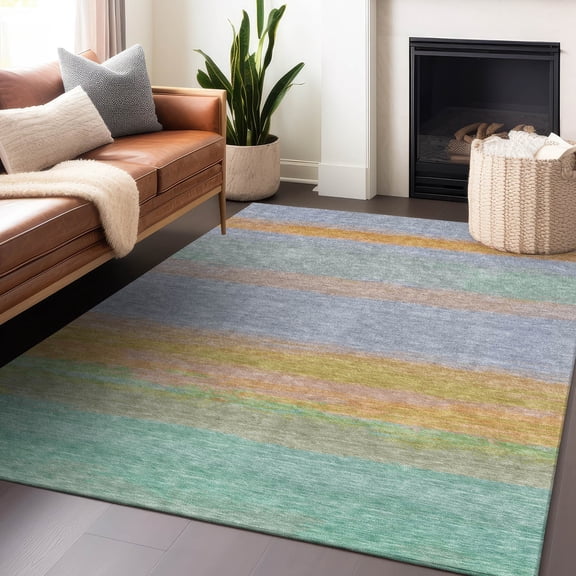 Addison Rugs Machine Washable Indoor/ Outdoor Ombre Stripes Chantille Rug Lavender - 10' x 14'