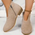 thumbnail image 4 of Tawop Women Boots Low Heel Side Zip Round Toe Suede Fall Boots, 4 of 7