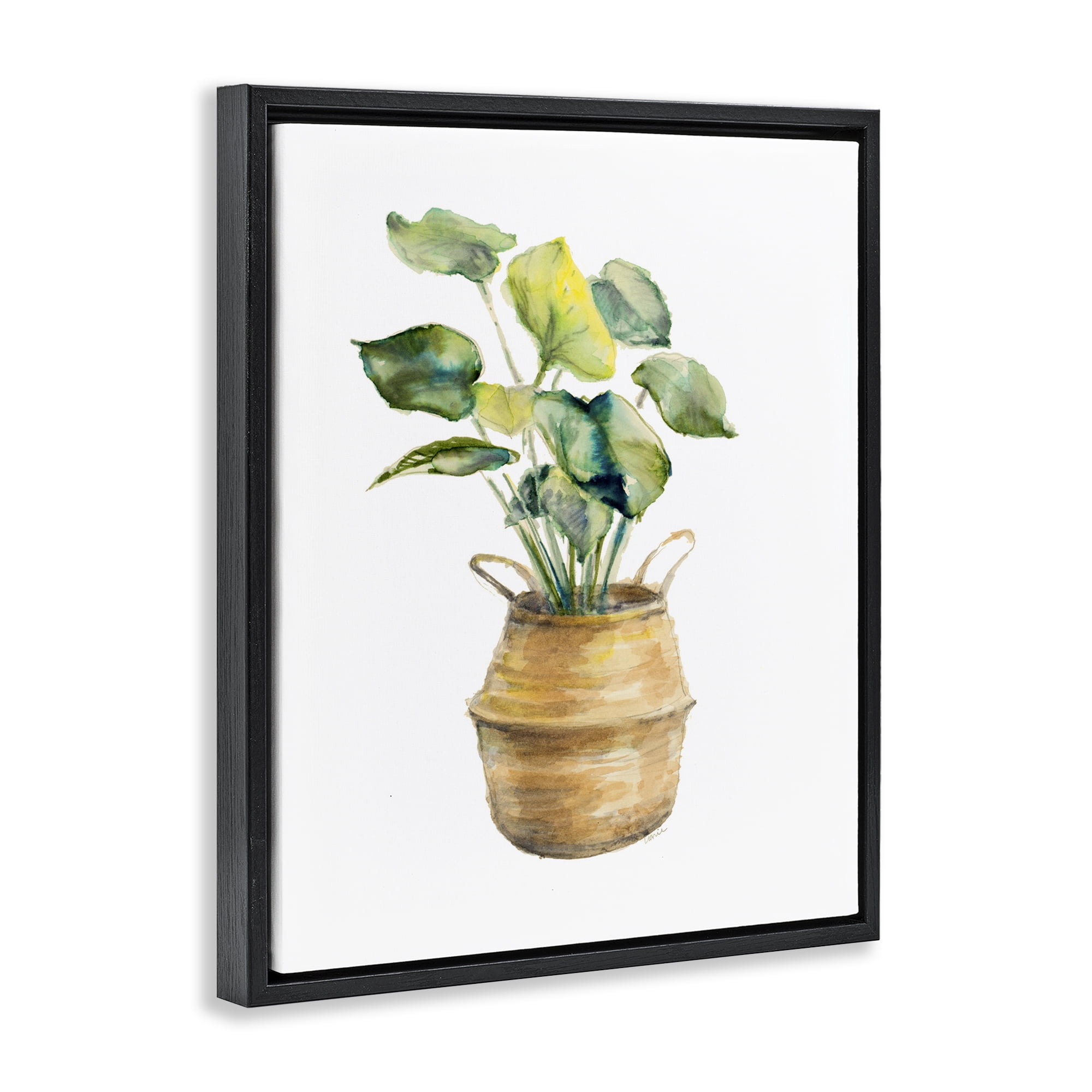 Stupell Industries Plant In Pottery Botanical & Floral Painting Black Floater Framed Art Print Wall Art, 17 x 21