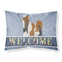 Biewer Terrier Welcome Fabric Standard Pillowcase Blue