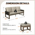 thumbnail image 3 of INTER HUT 3 Piece Cedar Patio Conversation sets, Modern Solid Wood 3-seater Sofa Couch with Cushion and Ottomans for Garden, Backyard, Beige, 3 of 8