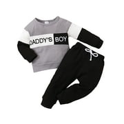 ZNU Baby Boys Colorblock Letter Print Tops Pants 2PCS Trousers Outfits Sportswear Tracksuit