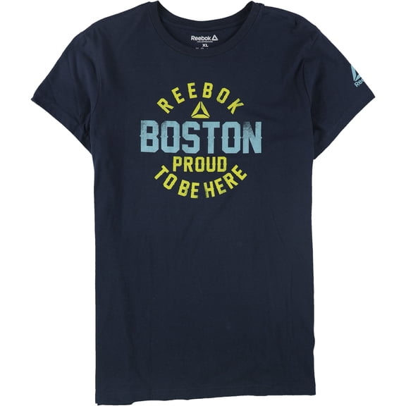 Reebok Womens Boston Proud To Be Here Graphic T-Shirt, Blue, X-Small