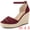 Burgundy, variant on Women's Espadrille Platform Ankle Strap Wedge Heel Sandals Hot Pink 7.5