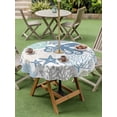thumbnail image 4 of Outdoor Tablecloth with Umbrella Hole for Patio/Picnic/Party/Camping, Coastal Octopus Waterproof Table Cloth Round Cover Washable, Ocean Nautical Seashells Coral Conch (Dia 60"), 4 of 9