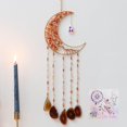 thumbnail image 1 of Atrapasueños de ágata y luna con cristal de 7 chakras, atrapasueños con piedras preciosas, color natural, ágata, para colgar en la pared de la habitación (naranja), 1 of 5