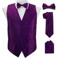 thumbnail image 2 of Vittorio Farina Men's Woven Paisley Vest, Necktie, Bow Tie and Pocket Square Set (Black Back), 2 of 35