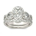 thumbnail image 4 of Bow Jewel 14K White Gold Plated Bridal Set Halo Rings - 1.87 Ct Pear Cut Diamond Rings for Women's - Engagement Wedding Promise Rings for Her - Modern Ring with Matching Band for Women's, 4 of 10