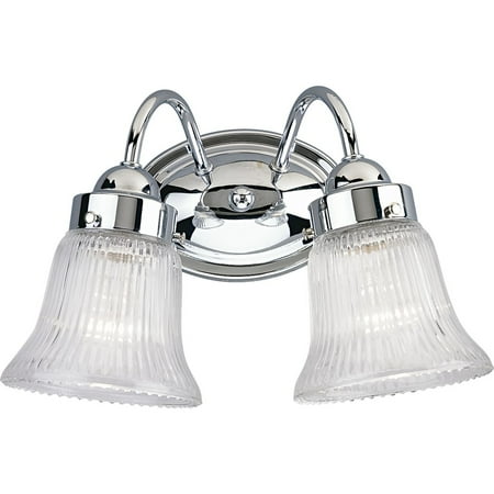 Fluted Glass Collection Two-Light Polished Gray Clear Prismatic Glass Traditional Bath Vanity Light