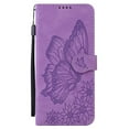 thumbnail image 2 of For iPhone 17 Pro 6.3" Large Butterfly Pattern Embossed Strong Magnetic Attachment/Closure, Card Slots/Pocket, PU Leather Flip Wallet Case ﻿,Purple,For iPhone 17 Pro, 2 of 8