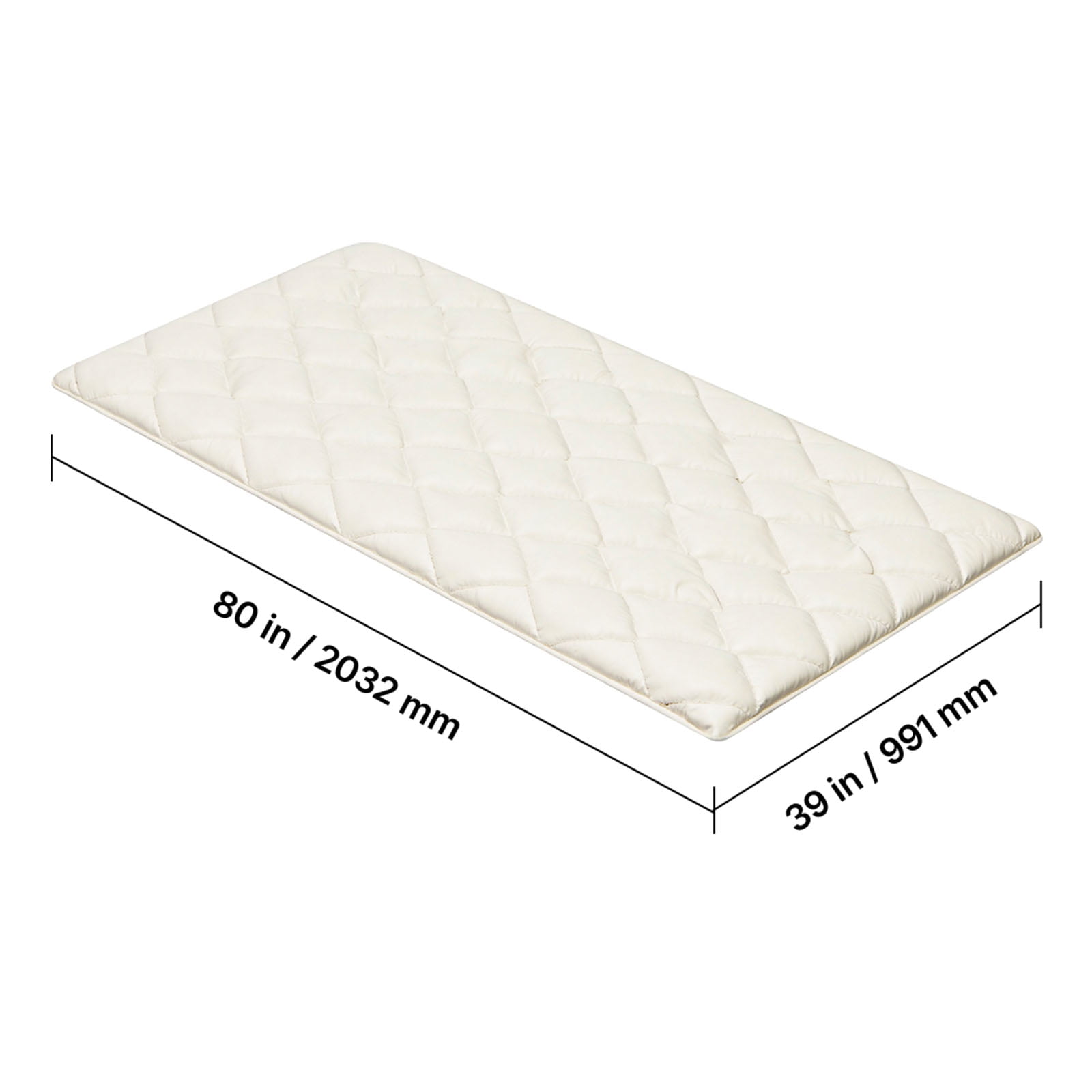 KFFKFF Japanese Tatami Mat, Twin Size Foldable Floor Mattress, Futon Mattress with Storage Bag & Fastener, 9-Layer Design for Sleeping, Dormitory, Meditation, Yoga, 80 x 39 x 2.5 in, White