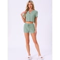 thumbnail image 3 of DARING DIVA Crop Topswith Waffle Knit Button Down Pajamas 2 Pieces M Green, 3 of 7
