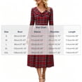 thumbnail image 3 of GUACER Plaid Fall Midi Dresses for Women High Waist Crewneck Long Sleeve A-Line Swing Dress for Work Casual, 3 of 6